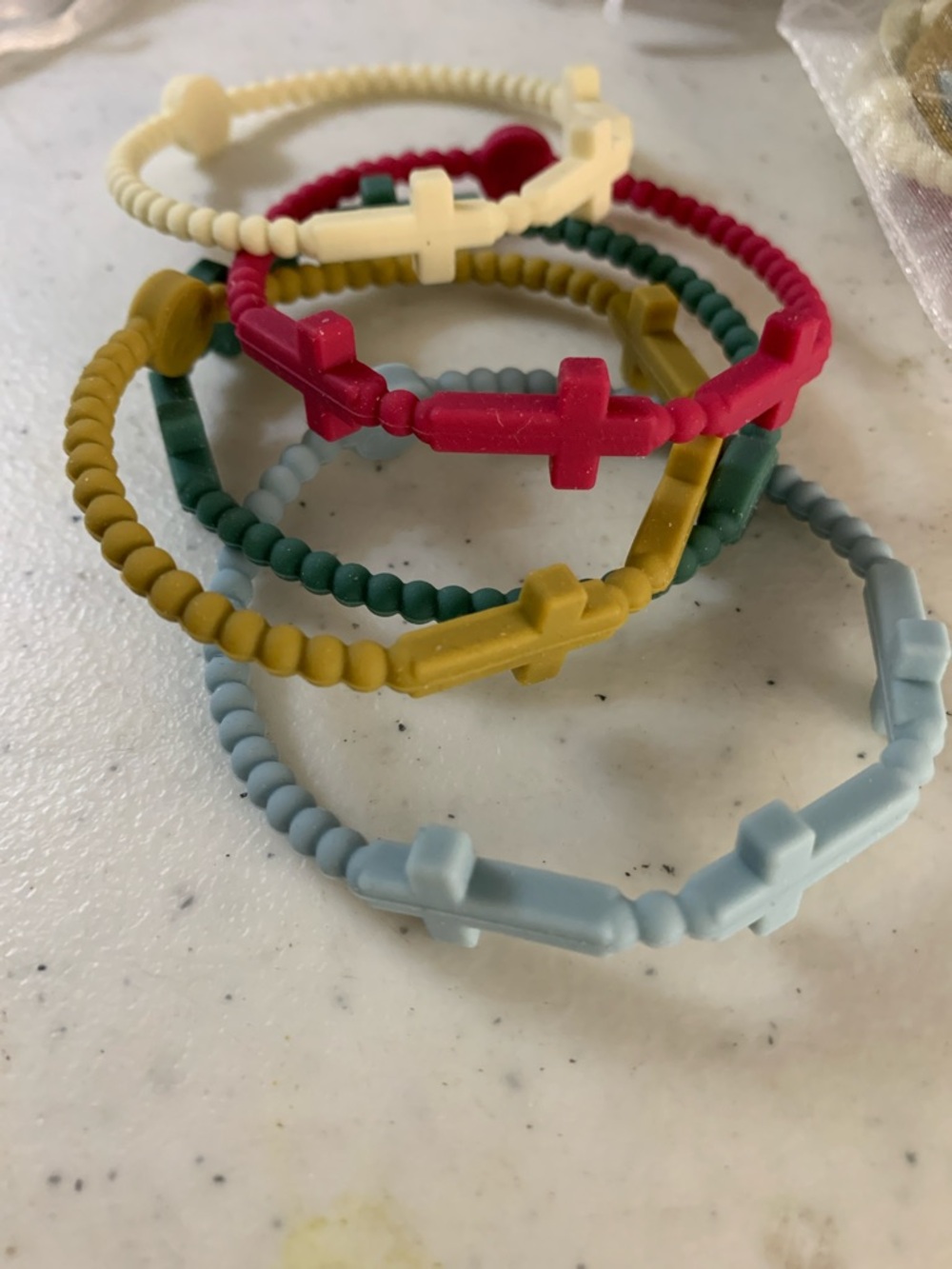 6 Kids Cross Bead Stretch Bracelets - Multicolor Set. Set of 6 bags